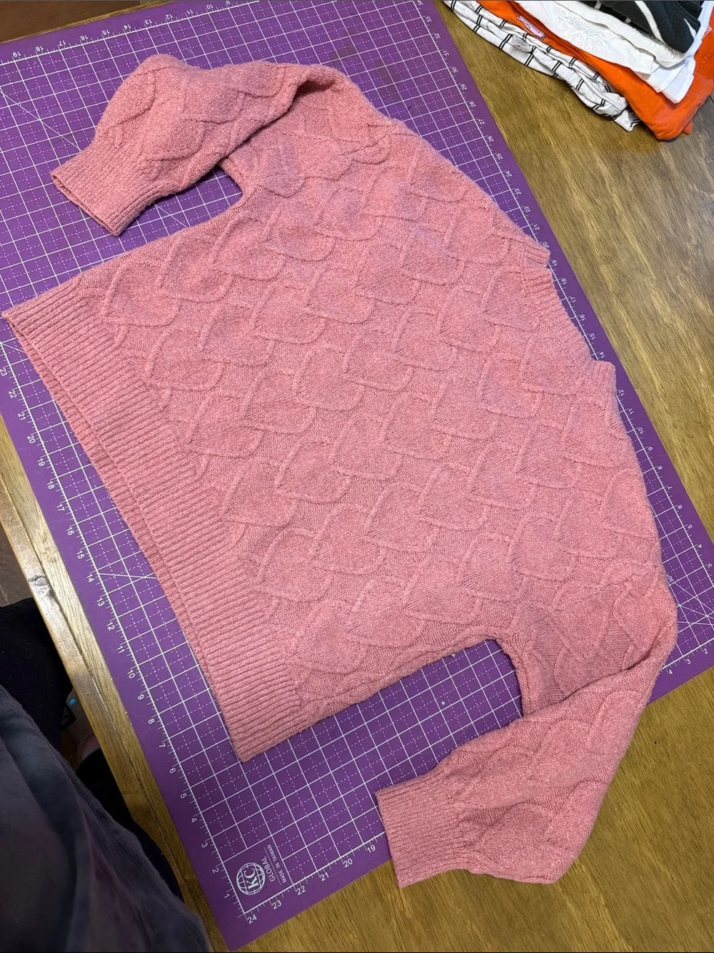 Cable-Knit V-Neck Sweater in Dusty Rose - Women stitch fix